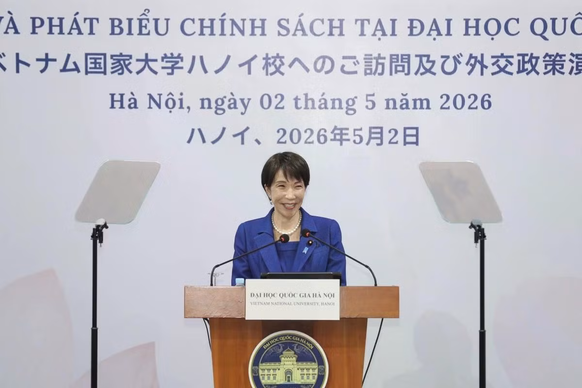 Thủ tướng Nhật Bản Takaichi Sanae bày tỏ vui mừng khi được tới thăm Việt Nam. Ảnh: VNU