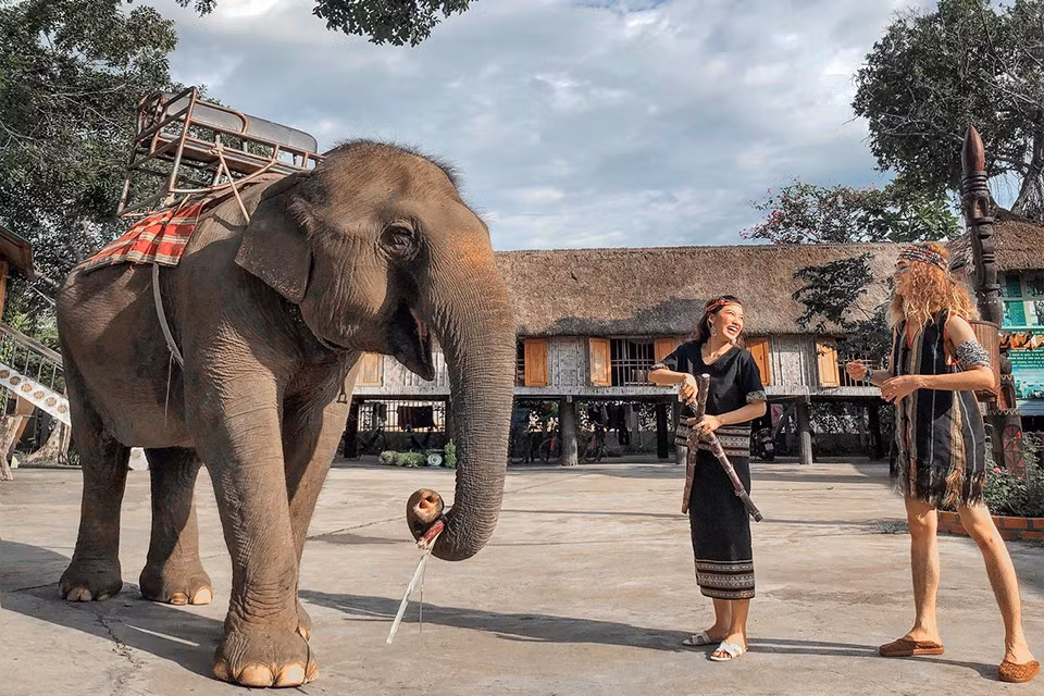 Nhưng chất riêng của vùng đất này không chỉ đến từ hạt cà phê. Cách thành phố không xa, thác Dray Nur và Dray Sap tung bọt trắng xóa giữa núi rừng xanh ngắt, tạo nên cảnh tượng hùng vĩ như một lát cắt nguyên sơ của Tây Nguyên. Về phía hồ Lắk, không gian rộng mở và nhịp sống hiền hòa của người M’Nông giúp du khách cảm nhận gần hơn tinh thần đại ngàn: những mái nhà dài bằng gỗ, âm vang cồng chiêng, thuyền độc mộc lướt trên mặt hồ phẳng lặng. Ảnh MIA