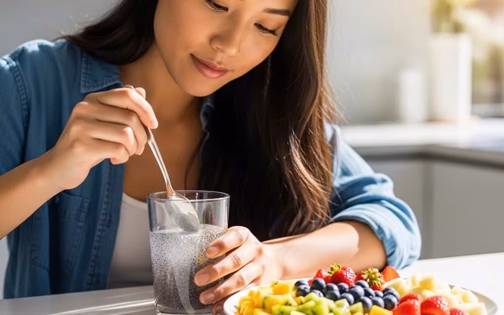 Trước hết, lượng chất xơ cao trong hạt chia khiến hệ tiêu hóa phải hoạt động nhiều hơn. Nếu uống sát giờ ngủ, bạn dễ gặp tình trạng đầy hơi, chướng bụng hoặc khó tiêu, từ đó ảnh hưởng đến chất lượng giấc ngủ. Với người có hệ tiêu hóa nhạy cảm, cảm giác khó chịu càng rõ rệt. Ảnh minh họa/Nguồn internet