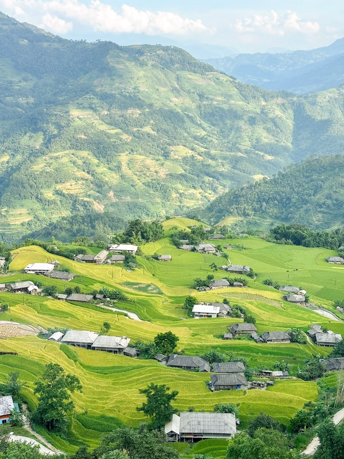 Du khách đến Hoàng Su Phì thường phân vân giữa việc đi tour hay tự túc. Tour du lịch tiết kiệm thời gian, có hướng dẫn viên giới thiệu văn hóa, lịch sử và cung đường săn ảnh, đồng thời kết hợp trải nghiệm tại bản làng, thuê trang phục dân tộc và thưởng thức ẩm thực địa phương. Ảnh Hoàng Ba Đình