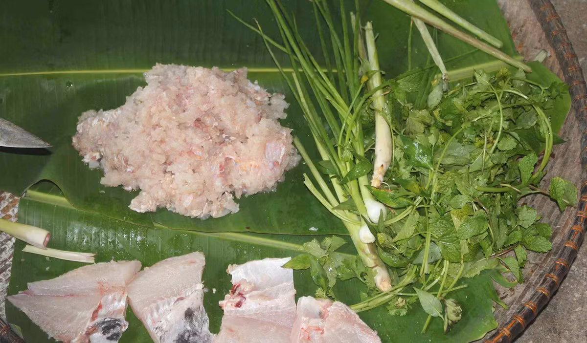 Cá gỏi được làm từ cá suối tươi – loại cá nhỏ, thịt săn chắc – kết hợp với trứng và thân kiến vàng. Theo kinh nghiệm của đồng bào, chỉ chọn những tổ kiến non hoặc nhiều trứng, bắt vào đúng mùa khô, khi trứng kiến to tròn, trắng đục và dậy mùi thơm. Ảnh danviet
