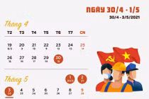 Dịp 30/4-1/5 năm nay: Người dân nghỉ 4 ngày