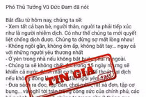 Xuất hiện thông tin giả mạo phát ngôn chỉ đạo của Phó thủ tướng