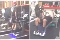 Thanh niên vừa trượt ván điện tử vừa tập gym gây ngỡ ngàng