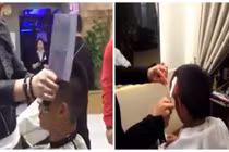 Ngỡ ngàng clip cắt tóc bằng dao phay, bật lửa