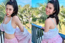 Thúy Ngân trễ nải khoe vòng 1 "khét lẹt"