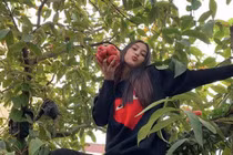Hoa hậu Tiểu Vy hồn nhiên trèo cây hái quả khiến fan thích thú