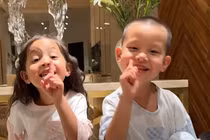 Cặp song sinh nhà Hồ Ngọc Hà bắt trend “nín”