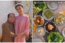 Tăng Thanh Hà khoe ăn cơm tất niên ở nhà bố mẹ đẻ