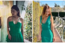 Kim Hiền - bạn thân của Hà Tăng mặc váy xẻ ngực sâu khoe dáng