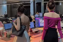 Bóng lưng xinh đẹp cô nhân viên văn phòng khiến ai cùng tò mò