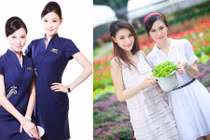 Cặp tiếp viên hàng không song sinh đẹp như thiên thần