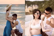 Chu Thanh Huyền lần đầu khoe trọn bụng bầu, Quang Hải cưng hết mực