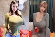 Diện đồ đơn sắc, hot girl xinh đẹp vẫn khoe vòng 1 "ná thở"