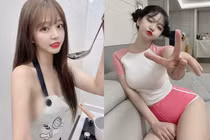 Đỏ mặt trước hot girl ngây thơ “thả rông” mặc tạp dề nấu ăn