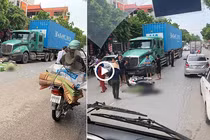 Xe máy va chạm container, một chiến sĩ công an thiệt mạng