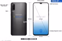 Galaxy A50 lộ diện: 3 camera sau, cảm biến vân tay dưới kính