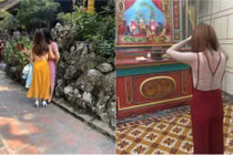 Thiếu nữ gây sốc vì khoe nguyên tấm lưng trần khi đi lễ đầu năm