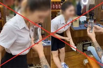 Gái trẻ lấy tay và lưỡi khuấy nước cho khách gây tranh cãi
