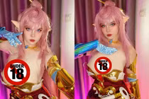 Cosplay thành vị tướng Tel’Annas, hot girl khoe vòng ngực khủng đỏ mặt