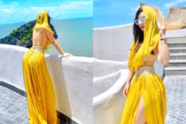 Diện mốt "vườn không nhà trống" đi biển, hot girl Hà thành gây bão