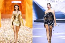Vợ Bùi Tiến Dũng khoe chân búp bê "gây sốt" sàn catwalk