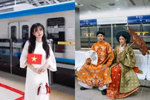 Trend chụp ảnh Tết tại tuyến metro số 1 TP.HCM gây bão mạng