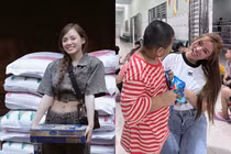 Nữ streamer Na Thỏ giản dị đi làm từ thiện vẫn xinh đẹp rạng ngời