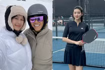 Vợ chồng Anh Đức du lịch Mỹ, Huyền My chơi pickleball