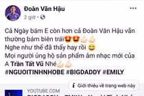 Fan gọi tên Đoàn Văn Hậu khi nghe bài hát mới của vợ chồng Big Daddy