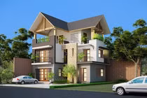 Mẫu nhà mái thái chữ L chi phí hợp lý đang được xây nhiều