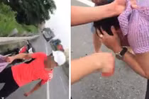 Xôn xao clip người đàn ông bị đánh ghen vì nhắn tin cho bà bầu