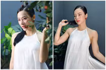 Cựu hot girl “bà mẹ nhí” diện váy yếm khoe cơ tay rắn chắc