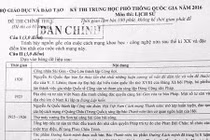 Gợi ý đáp án và đề thi môn Lịch sử THPT quốc gia 2016