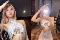 Streamer triệu fan gốc Việt diện mốt “no bra” khoe chân ngực lấp ló