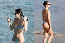 “Tóm dính” nàng mẫu diện bikini nhỏ xíu đi tắm biển cùng bạn trai