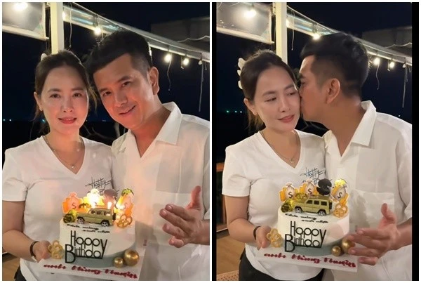 Khoảnh khắc ngọt ngào của Hùng Thuận bên vợ trong ngày sinh nhật