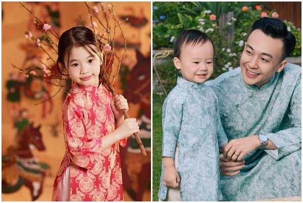 Khoảnh khắc đáng yêu của nhóc tỳ nhà sao Việt trong áo dài ngày Tết