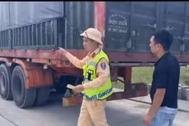 Xe bị nổ lốp khi cán phải mảnh kim loại sắc nhọn trên cao tốc.