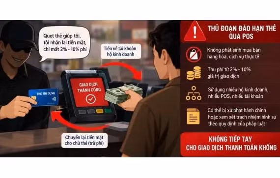 Cảnh giác dịch vụ rút tiền, đáo hạn thẻ tín dụng qua máy POS