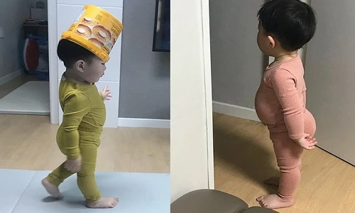 Thiên thần nhí "bụng tấn công mông phòng thủ" khiến ai cũng phát cuồng