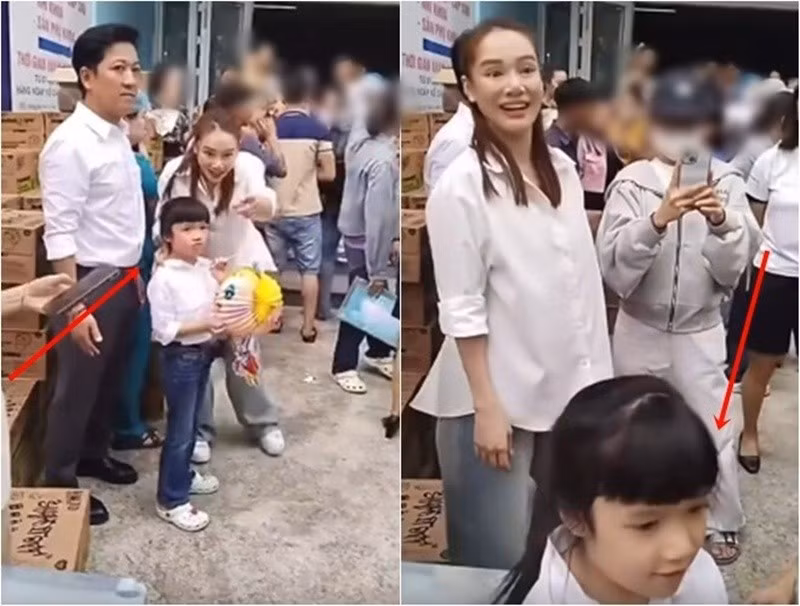 Mang bầu lần 3, Nhã Phương hiếm khi lộ diện. Vào tháng 10/2025, cô cùng chồng con đi làm từ thiện. Ảnh: Người Đưa Tin.