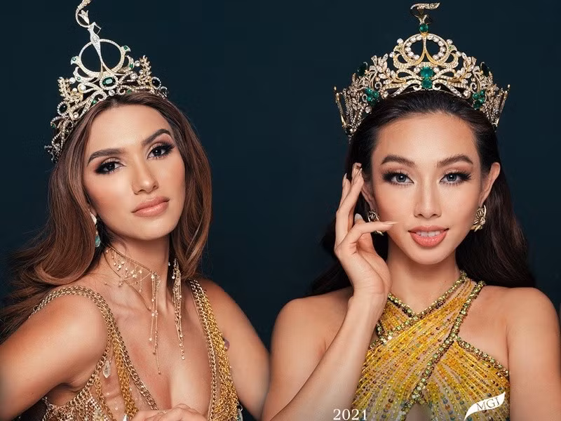 Giống Nguyễn Thúc Thùy Tiên, Andrea Aguilera cũng bước ra từ cuộc thi Hoa hậu Hòa bình Quốc tế 2021. Mỹ nhân Ecuador đoạt danh hiệu á hậu 1 trong chung kết. Ảnh: Miss Grand International.