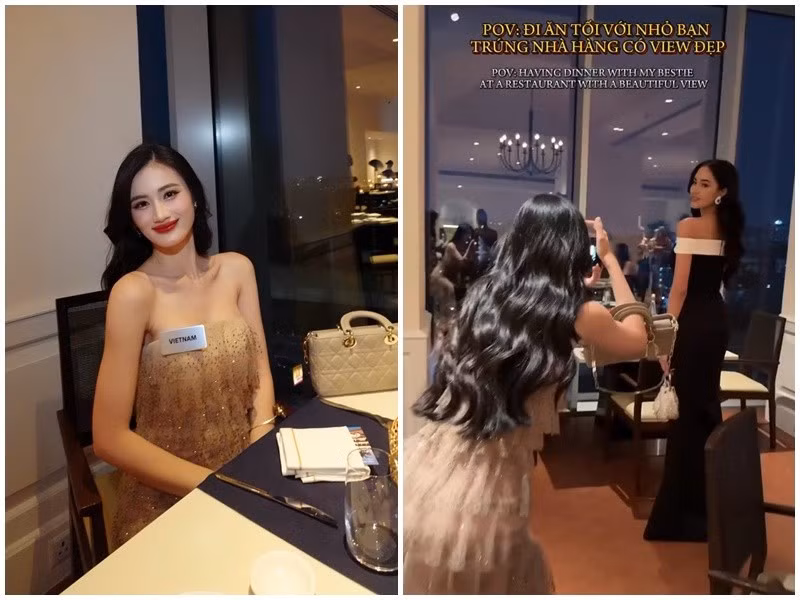 Ý Nhi lăn xả chụp ảnh cho đại diện Thái Lan. Ảnh: FB Ý Nhi.