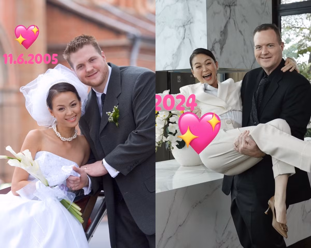 Ngọc Nga và chồng ngoại quốc giữ được tình cảm mặn nồng suốt 20 năm qua. Ảnh: FB Ngọc Nga.
