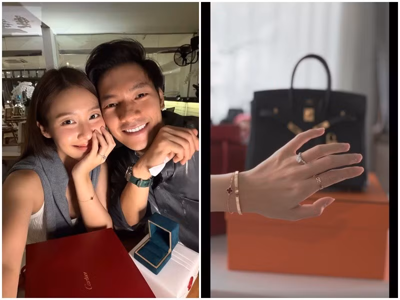 Khả Ngân vừa đăng video khui quà Nhan Phúc Vinh tặng. Nữ diễn viên nhận một chiếc túi hàng hiệu giá gần 800 triệu đồng cùng bộ trang sức đắt đỏ. Tổng giá trị những món quà hơn một tỷ đồng. Đáng chú ý, Khả Ngân gọi Nhan Phúc Vinh là “hubby” (tạm dịch: ông xã).