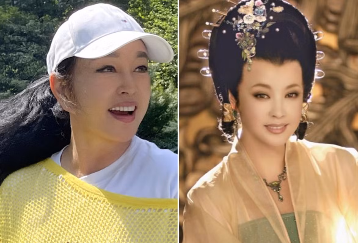 Diễn viên Lưu Hiểu Khánh từ lâu luôn tự tin với vẻ đẹp không tuổi qua các hình ảnh trên mạng xã hội (trái) và trên màn ảnh.