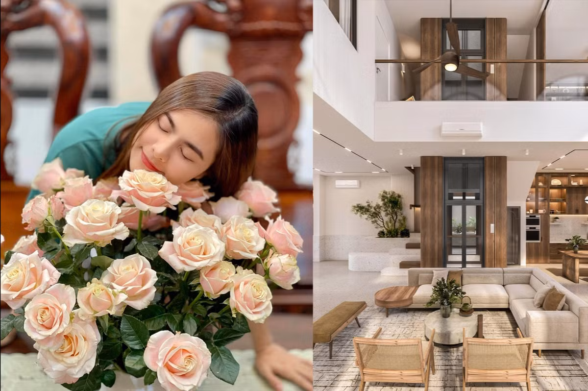 Cơ ngơi của Vân Trang được thiết kế theo không gian mở, thoáng đãng với nhiều cây xanh, gần gũi với thiên nhiên. Nữ diễn viên là người lên ý tưởng bố trí nội thất và trang hoàng cho tổ ấm. Ảnh: FB Vân Trang