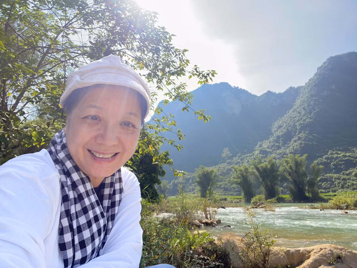 Nghệ sĩ Chiều Xuân đăng ảnh hậu trường buổi làm việc ở Cao Bằng. Ảnh: FB Nguyễn Thị Chiều Xuân