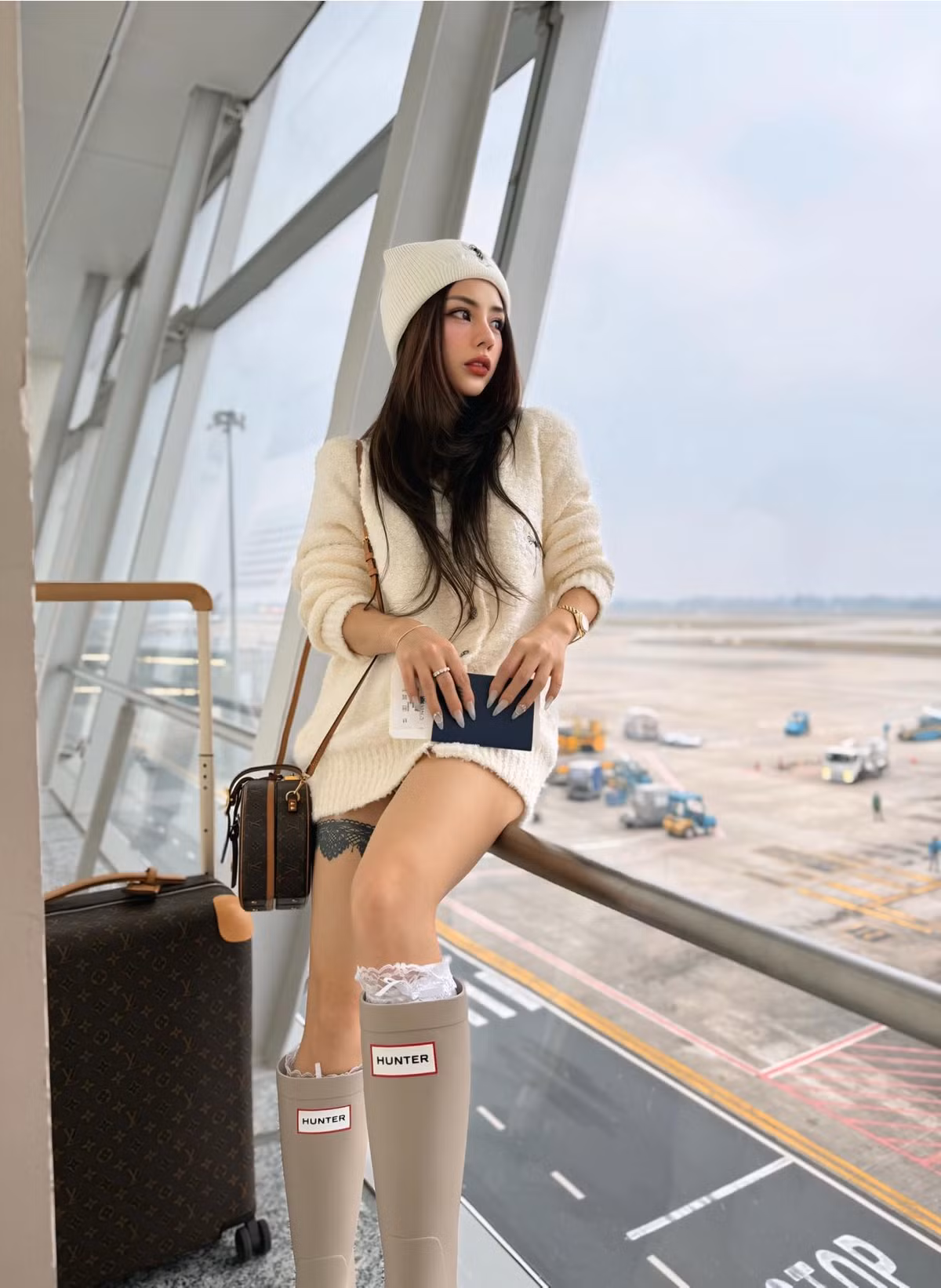 MC Bạch Lan Phương check-in ở sân bay. Ảnh: FB Bạch Lan Phương